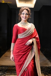 actress Seerat Kapoor dazzling in a red saree