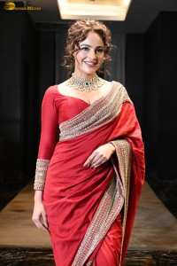 actress Seerat Kapoor dazzling in a red saree
