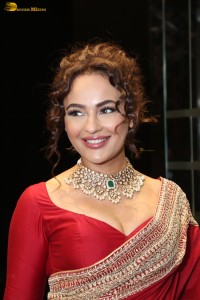 actress Seerat Kapoor dazzling in a red saree