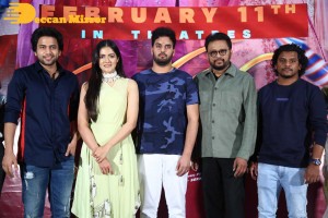 Telugu movie Sehari trailer launch event attended by cast Harsh Kanumilli and Simaran Choudhary
