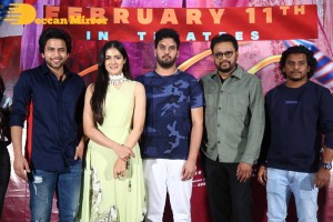 Telugu movie Sehari trailer launch event attended by cast Harsh Kanumilli and Simaran Choudhary