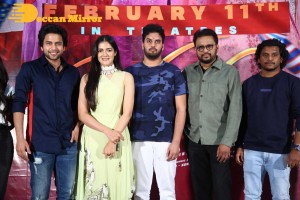 Telugu movie Sehari trailer launch event attended by cast Harsh Kanumilli and Simaran Choudhary