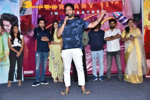 Telugu movie Sehari trailer launch event attended by cast Harsh Kanumilli and Simaran Choudhary