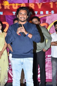 Telugu movie Sehari trailer launch event attended by cast Harsh Kanumilli and Simaran Choudhary