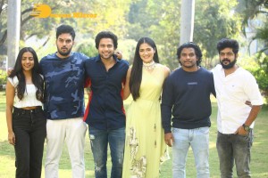 Telugu movie Sehari trailer launch event attended by cast Harsh Kanumilli and Simaran Choudhary