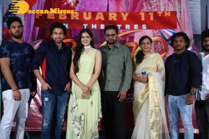 Telugu movie Sehari trailer launch event attended by cast Harsh Kanumilli and Simaran Choudhary