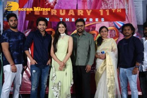 Telugu movie Sehari trailer launch event attended by cast Harsh Kanumilli and Simaran Choudhary