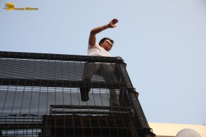 Bollywood Superstar Shah Rukh Khan greets fans on his Birthday at his house Mannat on November 2, 2022