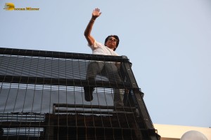 Bollywood Superstar Shah Rukh Khan greets fans on his Birthday at his house Mannat on November 2, 2022