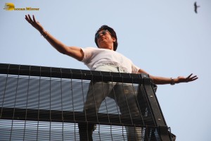 Bollywood Superstar Shah Rukh Khan greets fans on his Birthday at his house Mannat on November 2, 2022