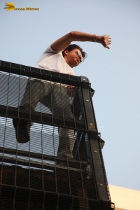 Bollywood Superstar Shah Rukh Khan greets fans on his Birthday at his house Mannat on November 2, 2022