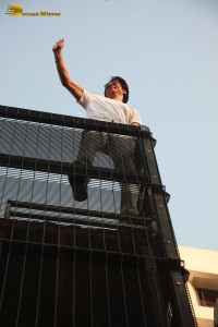 Bollywood Superstar Shah Rukh Khan greets fans on his Birthday at his house Mannat on November 2, 2022