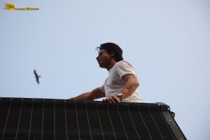 Bollywood Superstar Shah Rukh Khan greets fans on his Birthday at his house Mannat on November 2, 2022