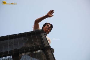 Bollywood Superstar Shah Rukh Khan greets fans on his Birthday at his house Mannat on November 2, 2022