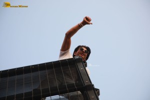 Bollywood Superstar Shah Rukh Khan greets fans on his Birthday at his house Mannat on November 2, 2022