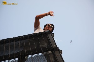 Bollywood Superstar Shah Rukh Khan greets fans on his Birthday at his house Mannat on November 2, 2022