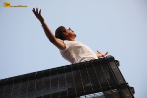 Bollywood Superstar Shah Rukh Khan greets fans on his Birthday at his house Mannat on November 2, 2022