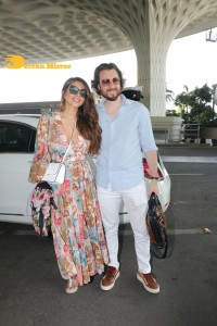 James Milliron and Shama Sikander are spotted at the Mumbai Airport