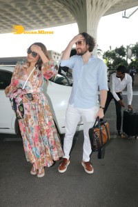 James Milliron and Shama Sikander are spotted at the Mumbai Airport