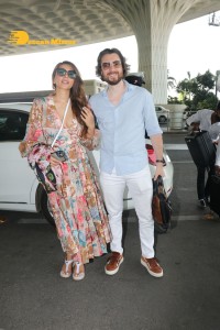 James Milliron and Shama Sikander are spotted at the Mumbai Airport