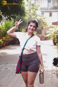 anchor and actress shenaz treasury cute in white top and shorts