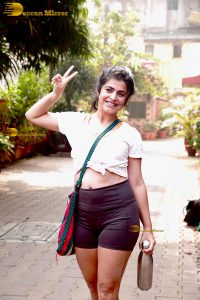 anchor and actress shenaz treasury cute in white top and shorts