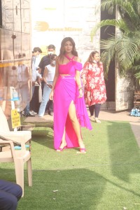 Actress Shilpa Shetty looks gorgeous in a pink slit dress
