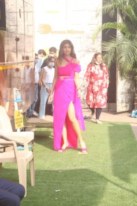 Actress Shilpa Shetty looks gorgeous in a pink slit dress