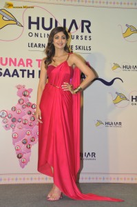 actress Shilpa Shetty sizzles in a red dress at an event