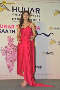 actress Shilpa Shetty sizzles in a red dress at an event