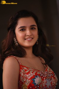 Telugu and Bollywood Actress Shirley Setia in a red dress