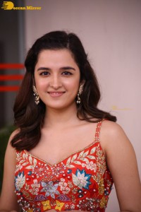 Telugu and Bollywood Actress Shirley Setia in a red dress