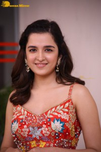 Telugu and Bollywood Actress Shirley Setia in a red dress