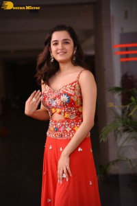 Telugu and Bollywood Actress Shirley Setia in a red dress