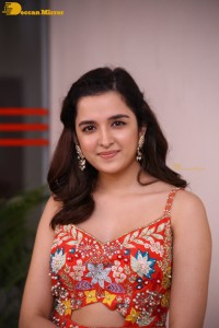 Telugu and Bollywood Actress Shirley Setia in a red dress