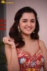 Telugu and Bollywood Actress Shirley Setia in a red dress
