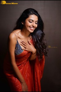 Shivani Rajashekar sensual photoshoot in a red saree