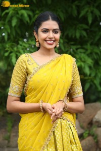 Shivani Rajashekar in a yellow saree