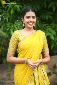 Shivani Rajashekar in a yellow saree