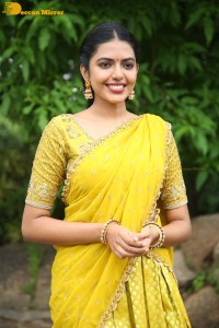 Shivani Rajashekar in a yellow saree