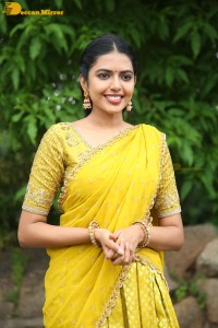 Shivani Rajashekar in a yellow saree