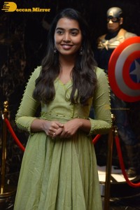 Shivathmika Rajashekar dressed in a green salwar kameez for a photoshoot