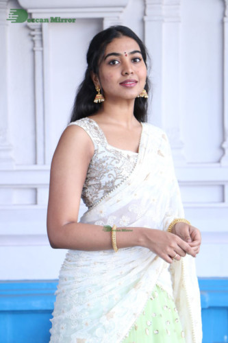 Telugu Actress Shivathmika in a white saree