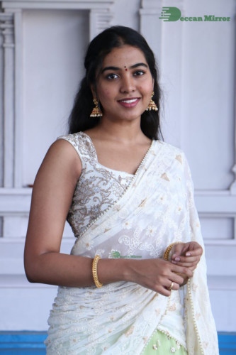 Telugu Actress Shivathmika in a white saree