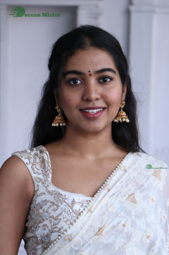 Telugu Actress Shivathmika in a white saree