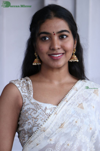 Telugu Actress Shivathmika in a white saree