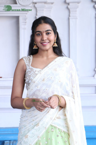 Telugu Actress Shivathmika in a white saree