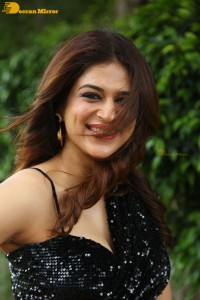 Shraddha Das in a black slit dress