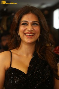 Shraddha Das in a black slit dress