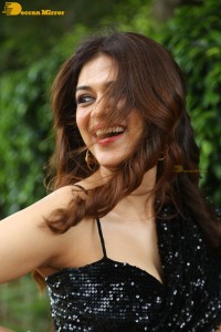 Shraddha Das in a black slit dress